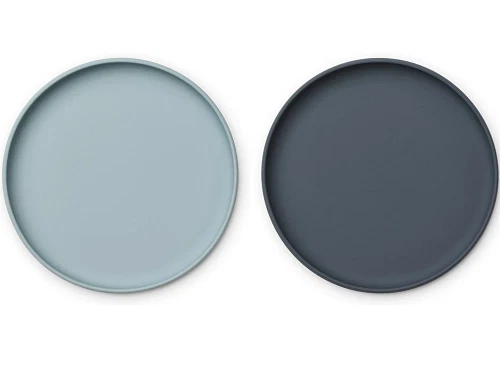 Liewood sea blue/whale blue tallerken Brandon silikone (2-pak)